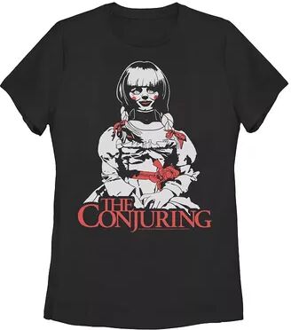 Licensed Character Juniors' The Conjuring Annabelle Doll Poster Tee, Girl's, Size: XL, Black