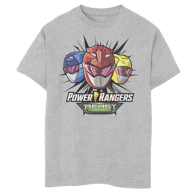 Licensed Character Boys 8-20 Power Rangers Beast Morphers Helmets Graphic Tee, Boy's, Size: XL, Grey