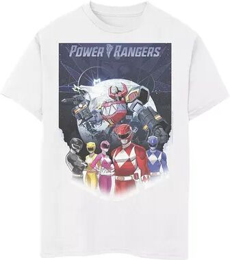 Licensed Character Boys 8-20 Power Rangers Fade Portrait Megazord Poster Graphic Tee, Boy's, Size: Small, White