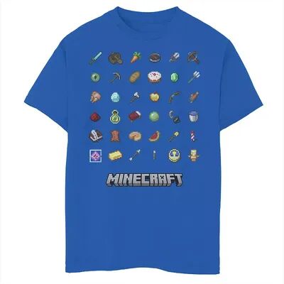 Licensed Character Boys 8-20 Minecraft A Guide to Items Grtid Graphic Tee, Boy's, Size: XL, Royal