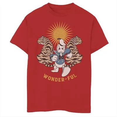 Disney s Mickey And Friends Boys 8-20 Donald Duck Wonder-ful New Years Donald And Two Tigers Logo Tee, Boy's, Size: Small, Red