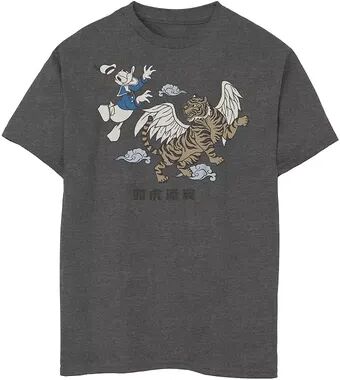 Disney s Mickey And Friends Boys 8-20 Donald Duck New Years Flying Tiger Tee, Boy's, Size: Large, Dark Grey