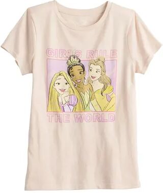 Licensed Character Disney Princess Girls 7-16 Girls Rule The World Graphic Tee, Girl's, Size: Small (7), Light Pink