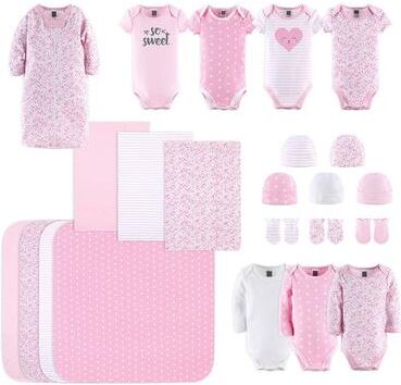 The Peanutshell Baby Girl The Peanutshell 23-Piece Floral Love Gift Set, Pink, 0-3 Months