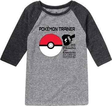 Licensed Character Boys 8-20 Pokemon Pokeball Trainer Raglan Graphic Tee, Boy's, Size: XL, Grey