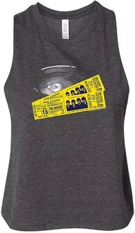 Licensed Character Juniors' The Beatles Shea Cropped Tank Top, Girl's, Size: Large, Dark Grey