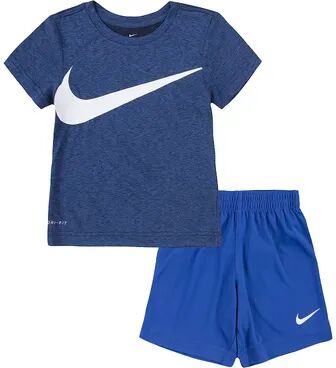 Nike Baby Boy Nike Dri-FIT Swoosh Graphic Tee & Shorts Set, Infant Boy's, Size: 12 Months, Med Blue