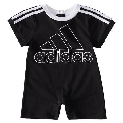 adidas Baby Boy adidas 3-Stripe Logo Graphic Romper, Infant Boy's, Size: 6 Months, Black