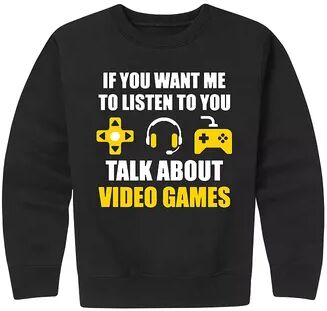 Licensed Character Boys 8-20 Talk About Video Games Graphic Fleece Sweatshirt, Boy's, Size: Small, Black