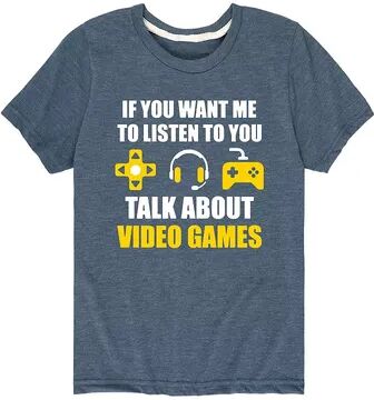 Licensed Character Boys 8-20 Talk About Video Games Tee, Boy's, Size: Small, Blue