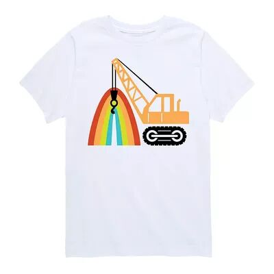 Licensed Character Boys 8-20 Construction Rainbow Graphic Tee, Boy's, Size: Medium, White
