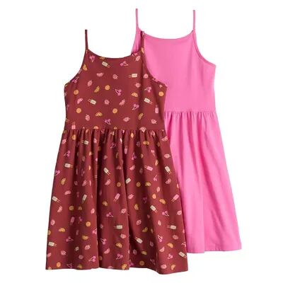 Jumping Beans Girls 4-12 Jumping Beans 2-Pack Spaghetti Strap Tank Dresses, Girl's, Size: 10, Dark Pink