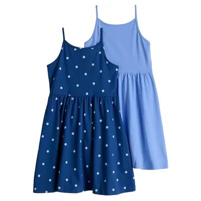Jumping Beans Girls 4-12 Jumping Beans 2-Pack Spaghetti Strap Tank Dresses, Girl's, Size: 7, Med Blue