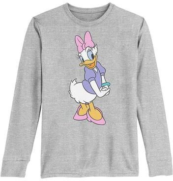 Disney Boys 8-20 Disney Daisy Duck Traditional Pose Long Sleeve Graphic Tee, Boy's, Size: Large, Med Grey