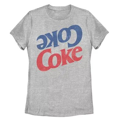 Licensed Character Juniors' Coca-Cola Stacked Coke Backwards Logo Tee, Girl's, Size: XL, Med Grey