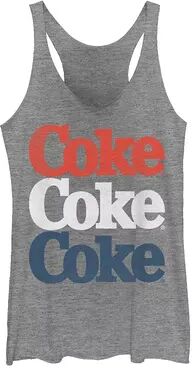 Licensed Character Juniors' Coca-Cola Triple Coke Stacked Racerback Tank, Girl's, Size: Medium, Grey