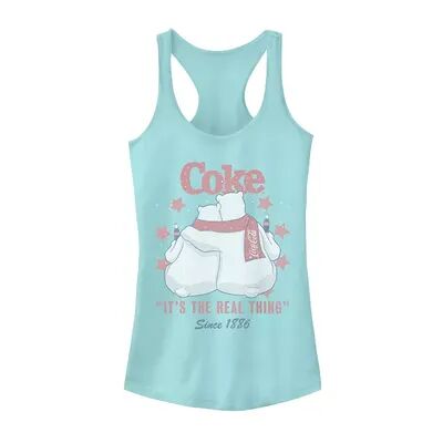 Licensed Character Juniors' Coca-Cola Polar Bears Hugging It's The Real Thing Racerback Tank, Girl's, Size: Medium, Orange