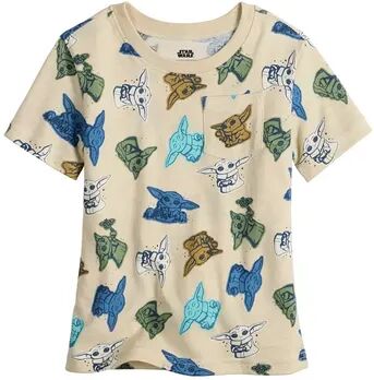 Jumping Beans Toddler Boy Jumping Beans Star Wars The Mandalorian Grogu aka Baby Yoda Allover Print Pocket Tee, Toddler Boy's, Size: 4T, Lt Beige