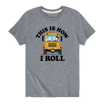 Licensed Character Boys 8-20 Peanuts This Is How I Roll Bus Graphic Tee, Boy's, Size: Small, Med Grey