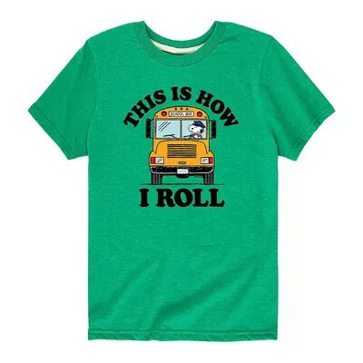 Licensed Character Boys 8-20 Peanuts This Is How I Roll Bus Graphic Tee, Boy's, Size: Medium, Med Green