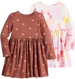 Jumping Beans Toddler Girl Jumping Beans 2-Pack Long-Sleeve Dresses, Toddler Girl's, Size: 18 Months, Dark Pink