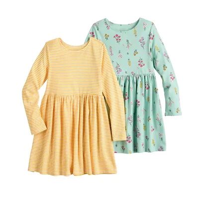 Jumping Beans Toddler Girl Jumping Beans 2-Pack Long-Sleeve Dresses, Toddler Girl's, Size: 12 Months, Light Blue