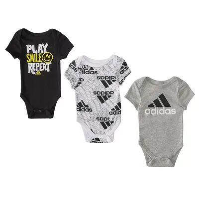 adidas Baby Boy adidas 3-Pack Badge of Sport Rompers, Infant Boy's, Size: 6 Months, Oxford