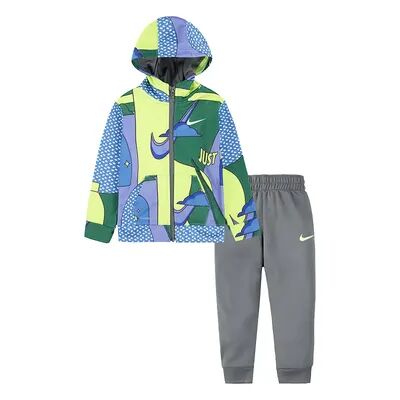 Nike Baby Boy Nike All Day Play All Over Print Hooded Jacket & Jogger Pants Set, Boy's, Size: 24 Months, Med Grey