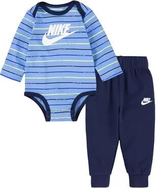 Nike Baby Boy Nike Logo Striped Bodysuit & Pants Set, Boy's, Size: 18 Months, Blue