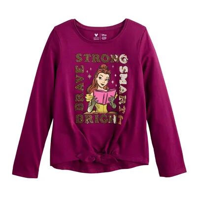 Disney Girls 4-12 Disney Beauty & The Beast Belle Embellished Long Sleeve Tie Front Tee by Jumping Beans , Girl's, Size: 7, Dark Pink