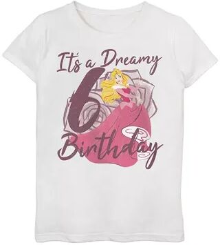 Disney Girls 7-16 Girls Disney Princess Sleeping Beauty Aurora It's a Dreamy Sixth Birthday Graphic Tee, Girl's, Size: Small, White