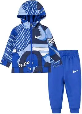 Nike Baby Boy Nike All Day Play All Over Print Hooded Jacket & Jogger Pants Set, Boy's, Size: 12 Months, Med Blue