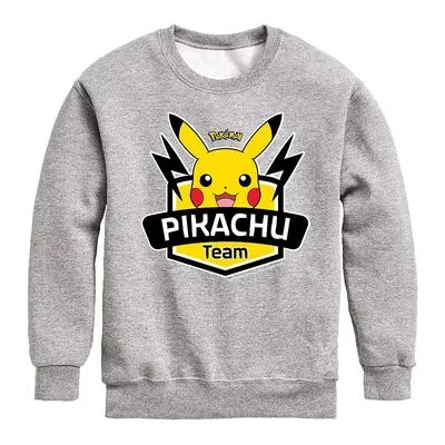 Licensed Character Boys 8-20 Pokemon Team Pikachu Sweatshirt, Boy's, Size: Medium, Med Grey