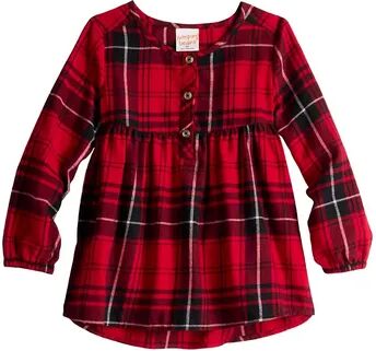 Jumping Beans Toddler Girl Jumping Beans High-Low Flannel Babydoll Top, Toddler Girl's, Size: 18 Months, Med Red