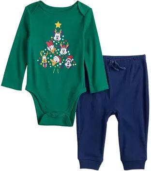 Disney Baby Boy Disney Mickey Mouse & Friends Christmas Tree Bodysuit & Jogger Pants Set Jumping Beans , Infant Boy's, Size: Newborn, Turquoise/Blue