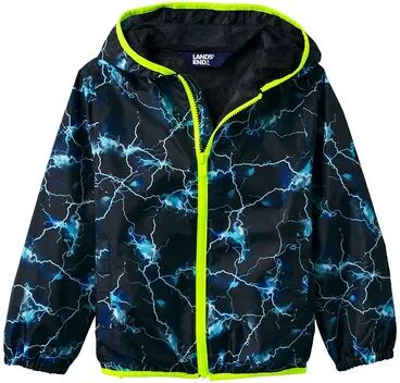 Lands' End Kids 8-20 Lands' End Packable Waterproof Rain Jacket, Boy's, Size: XL (14/16), Black