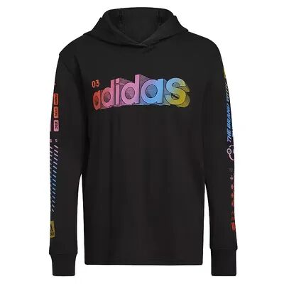 adidas Boys 8-20 adidas Exit Game On Hooded Tee, Boy's, Size: Small, Black W Team