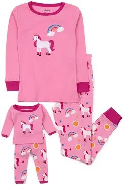 Leveret Girls & Doll Cotton Pajamas Unicorn Rainbow 8 Year, Girl's, Size: 4T