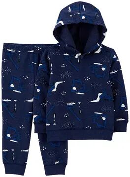 Carter's Baby Boy Carter's Construction Fleece Top & Bottoms Set, Boy's, Size: 6 Months, Blue