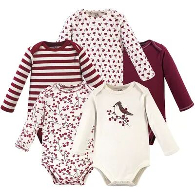 Touched by Nature Baby Girl Organic Cotton Long-Sleeve Bodysuits 5pk, Berry Branch, Infant Girl's, Size: 6-9 Months, Brt Red