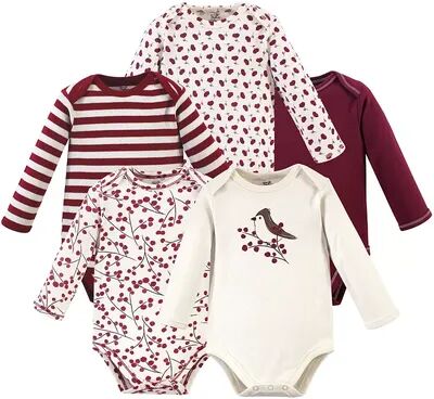 Touched by Nature Baby Girl Organic Cotton Long-Sleeve Bodysuits 5pk, Berry Branch, Infant Girl's, Size: 9-12Months, Brt Red