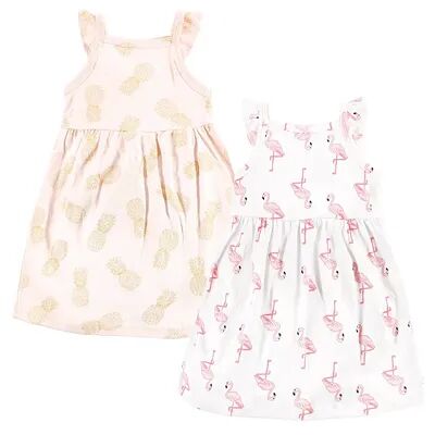 Hudson Baby Infant and Toddler Girl Cotton Dresses, Flamingo Pineapple, Toddler Girl's, Size: 0-3 Months, Med Pink