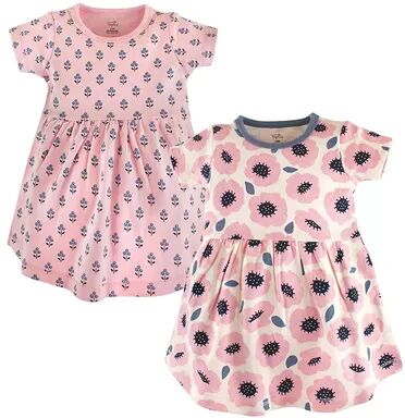 Touched by Nature Baby and Toddler Girl Organic Cotton Short-Sleeve Dresses 2pk, Blossoms, Toddler Girl's, Size: 6-9 Months, Med Pink