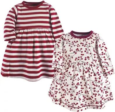 Touched by Nature Baby and Toddler Girl Organic Cotton Long-Sleeve Dresses 2pk, Berry Branch, Toddler Girl's, Size: 0-3 Months, Brt Red