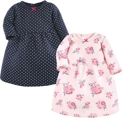 Hudson Baby Infant and Toddler Girl Cotton Dresses, Pink and Navy Floral, Toddler Girl's, Size: 4T, Med Pink