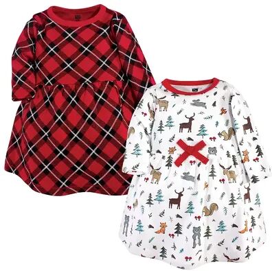 Hudson Baby Infant and Toddler Girl Cotton Long-Sleeve Dresses 2pk, Woodland Friends, Toddler Girl's, Size: 4T, Brt Red