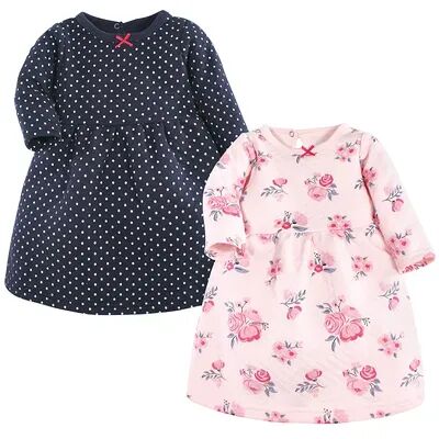 Hudson Baby Infant and Toddler Girl Cotton Dresses, Pink and Navy Floral, Toddler Girl's, Size: 2T, Med Pink