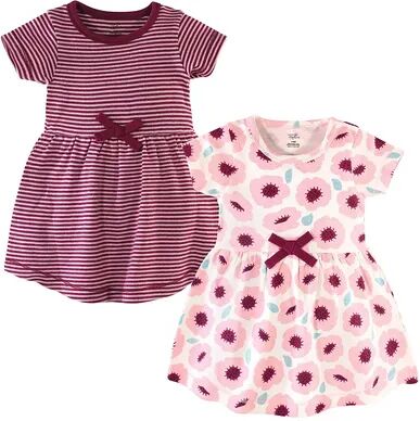 Touched by Nature Baby and Toddler Girl Organic Cotton Short-Sleeve Dresses 2pk, Blush Blossom, Toddler Girl's, Size: 2T, Med Pink