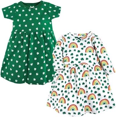 Hudson Baby Infant and Toddler Girl Cotton Dresses, St Patricks Rainbow, Toddler Girl's, Size: 3-6 Months, Green