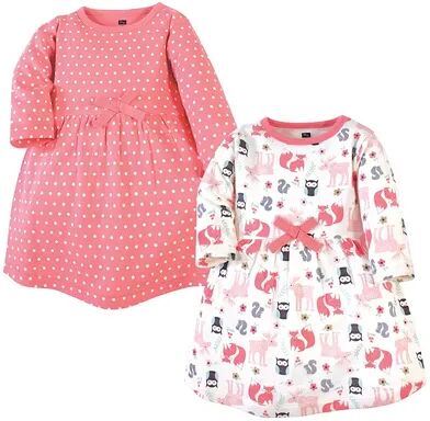 Hudson Baby Infant and Toddler Girl Cotton Long-Sleeve Dresses 2pk, Forest, Toddler Girl's, Size: 4T, Med Pink